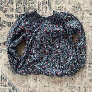 Women's SUMMERSVLT Navy Floral Smocked Blouse XL